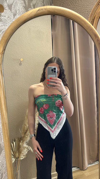 Top bandeau Isadora vert