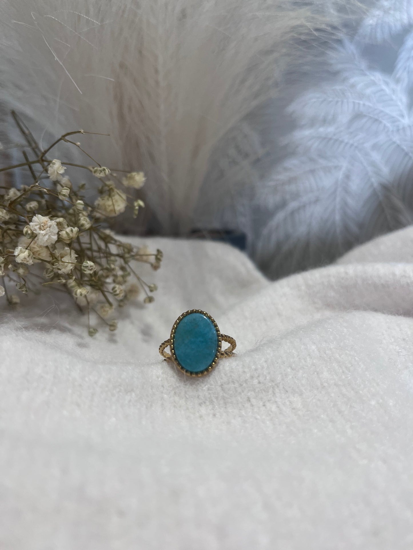 Bague Ambre Bleu turquoise