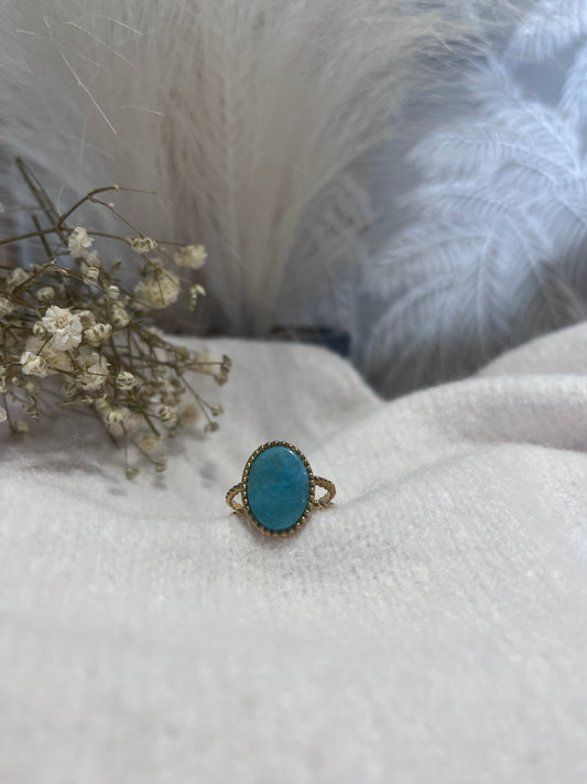 Bague Ambre Bleu turquoise