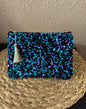 Pochette bleu/violet avec sequins