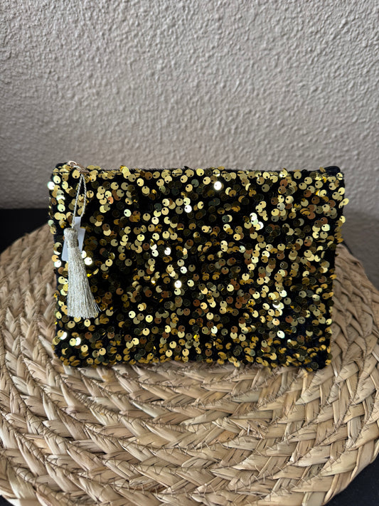 Pochette dorée avec sequins
