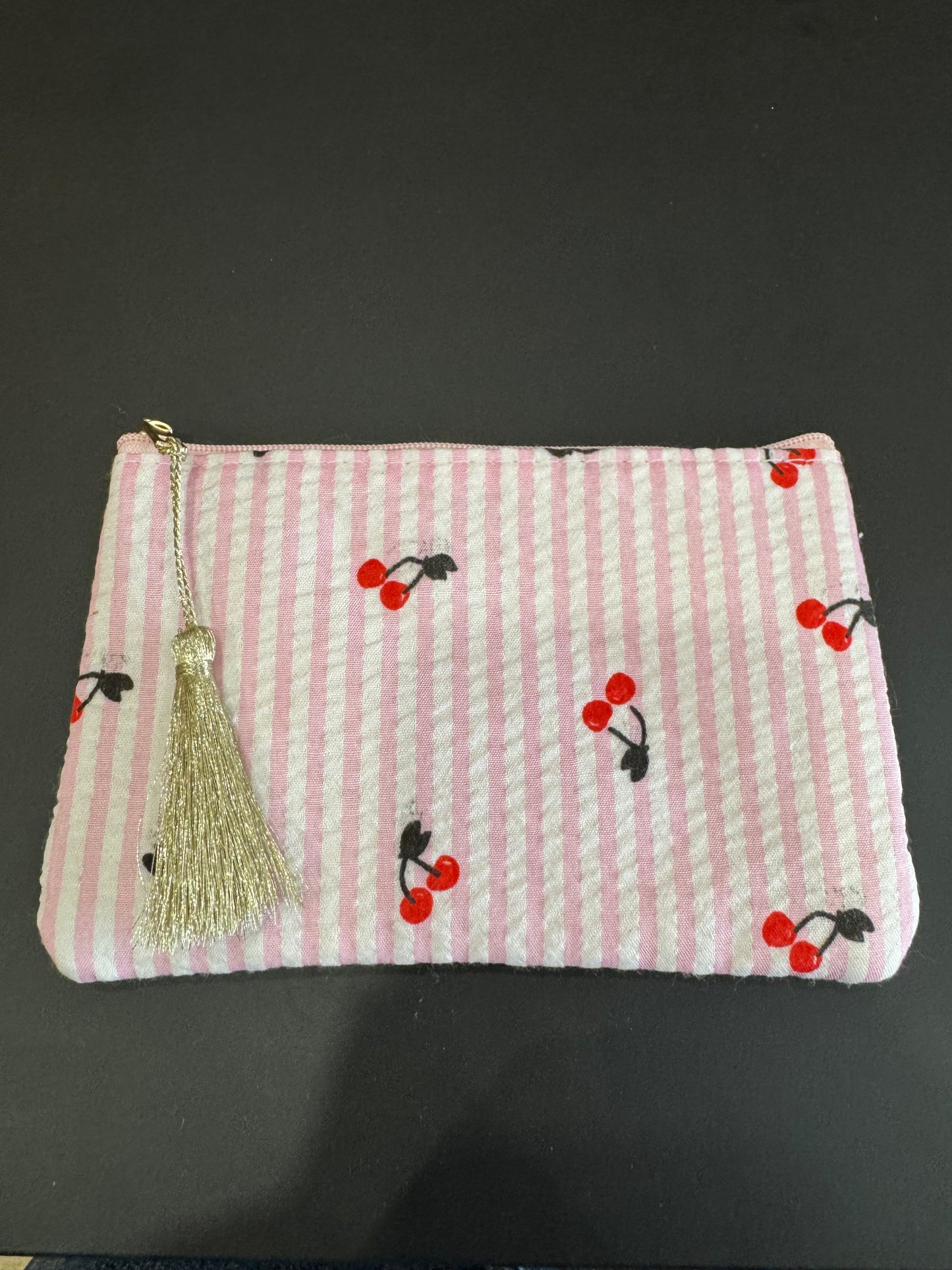 Pochette trousse à motifs cerise