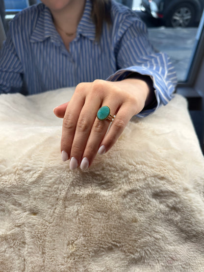 Bague Ambre Bleu turquoise