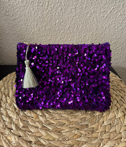 pochette violet avec sequins