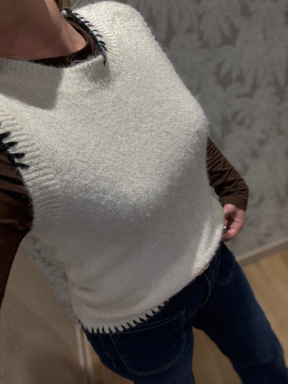 Pull sans manches Colette - Écru