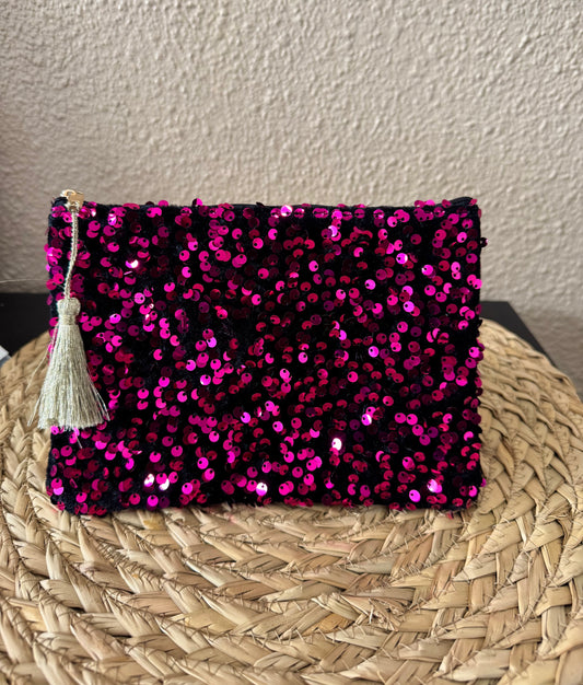 Pochette rose avec sequins